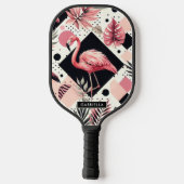 Schattige Flamingo Geometrisch Pickleball Paddle (Achterkant)