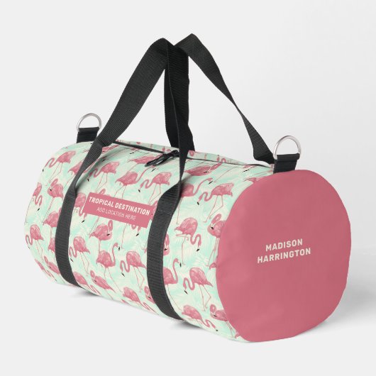 Schattige Flamingo patroon aangepaste naam & tekst Plunjezak (Linkerhoek)