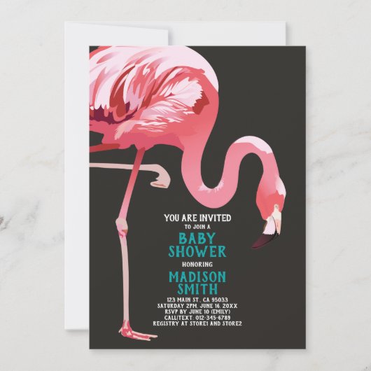 Schattige Flamingo Tropisch Baby shower Kaart (Voorkant)