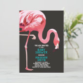 Schattige Flamingo Tropisch Baby shower Kaart (Staand voorkant)