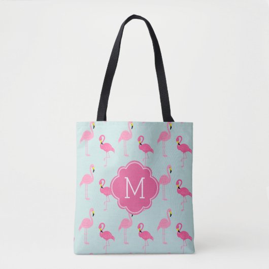 Schattige flamingo's patroon monogram draagtas (Voorkant)