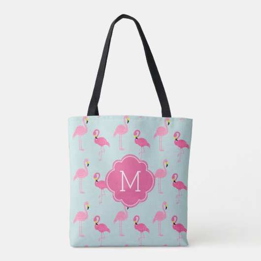 Schattige flamingo's patroon monogram draagtas (Achterkant)