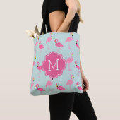 Schattige flamingo's patroon monogram draagtas (Dichtbij)