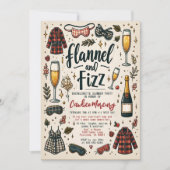 Schattige Flanel en Fizz Slumber Bachelorette Part Kaart (Voorkant)
