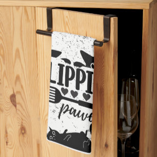 Schattige "Flippin Pawesome" met piepende katten Theedoek