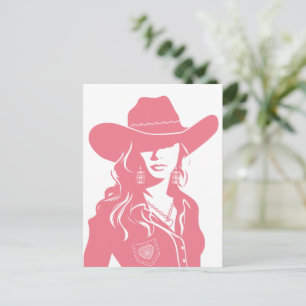 Schattige Flirt Roze Cowgirl Westerse Landelijke C Briefkaart