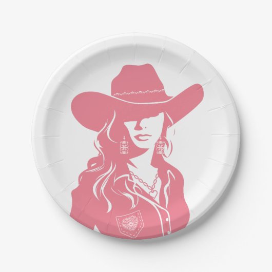 Schattige Flirt Roze Cowgirl Westerse Landelijke C Papieren Bordje (Voorkant)