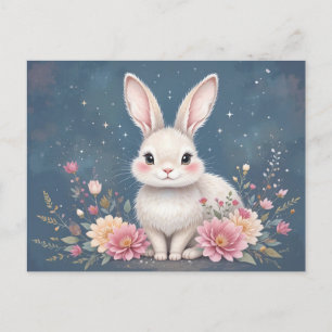 Schattige Floral Bunny Easter Feestdagenkaart