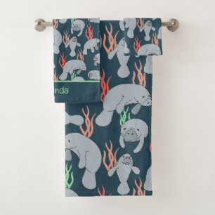 Schattige Florida Manatees Pattern Bad Handdoek