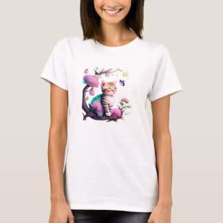 Schattige Flower Cat Acryl T-shirt