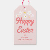 Schattige Flower Pink Happy Easter Cadeaulabel (Voorkant)