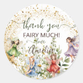 Schattige Flower Pixie Fairies Glitter Script Dank Ronde Sticker (Voorkant)