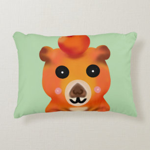 Schattige Fluffy Capybara met Sinaasappel   Kawaii Accent Kussen