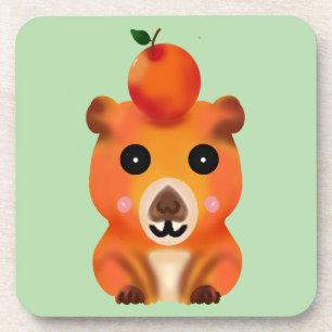 Schattige Fluffy Capybara met Sinaasappel   Kawaii Bier Onderzetter