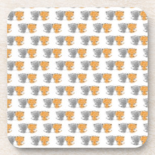 Schattige Fluffy Kittens Illustratie Cat Art Bier Onderzetter