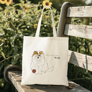 Schattige Fluffy Perzische Kat Grappige Miauw Blau Tote Bag