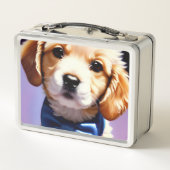 Schattige Fluffy Puppy met Cute Blue Bow Stropdas (Achterkant)