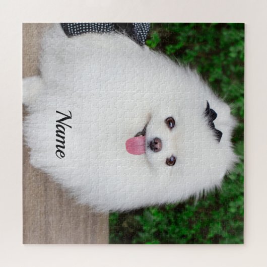 Schattige Fluffy White Puppy Dog Legpuzzel (Horizontaal)