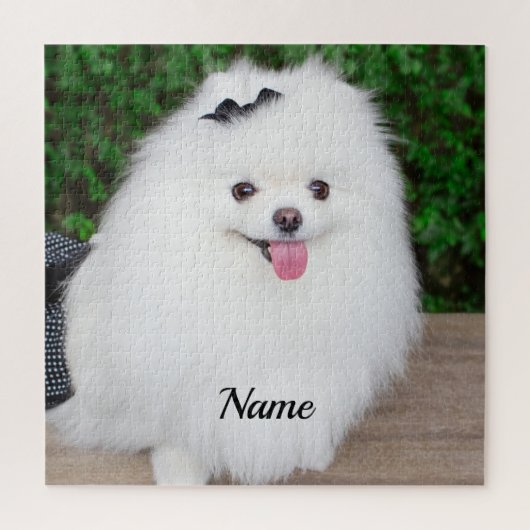 Schattige Fluffy White Puppy Dog Legpuzzel (Verticaal)