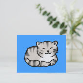schattige fluitje met grijze tijgerkat briefkaart (Staand voorkant)