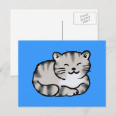 schattige fluitje met grijze tijgerkat briefkaart (Voorkant / Achterkant)