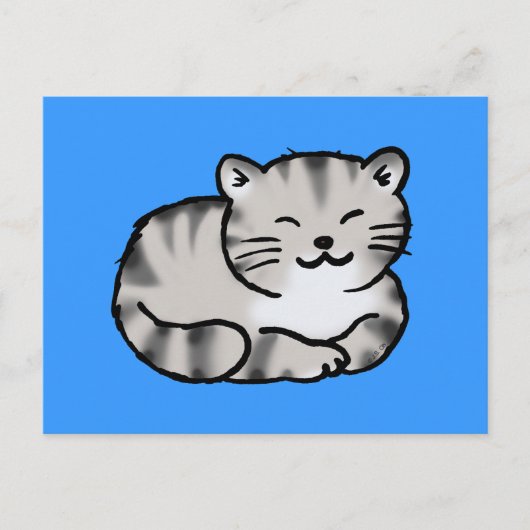 schattige fluitje met grijze tijgerkat briefkaart (Voorkant)