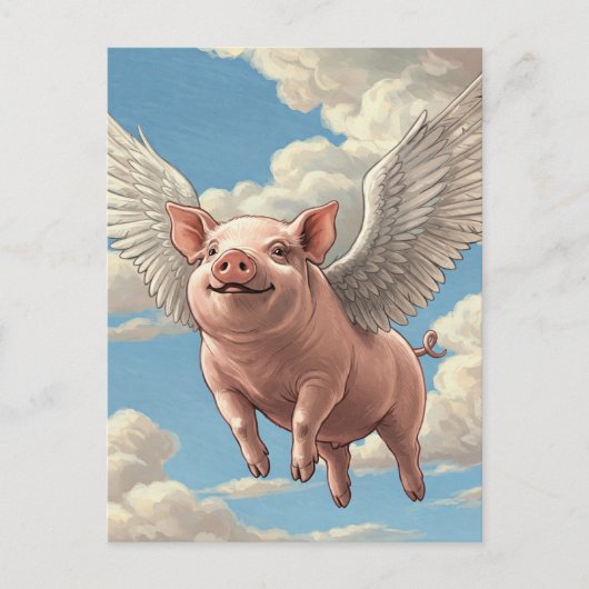 Schattige Flying Pig Angel Animals Briefkaart (Voorkant)