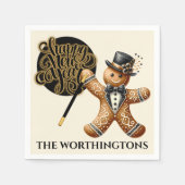 Schattige Formal Gingerbread Man Nieuwjaar Servet (Voorkant)