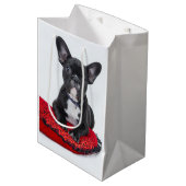 Schattige foto van bulledog Black en White Medium Cadeauzakje (Voorkant Gekanteld)