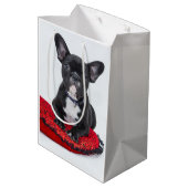 Schattige foto van bulledog Black en White Medium Cadeauzakje (Achterkant Gekanteld)