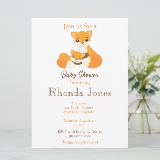 Schattige Fox Autumn Baby shower Kaart (Staand voorkant)