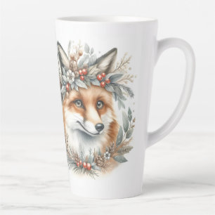 Schattige Fox Bloemenkrans winter wonderland Latte Mok