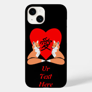 Schattige fox Cartoon Love Heart Case-Mate iPhone 14 Hoesje