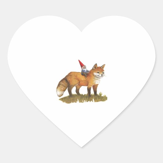 Schattige Fox en zijn vriend Gnome Hart Sticker (Voorkant)