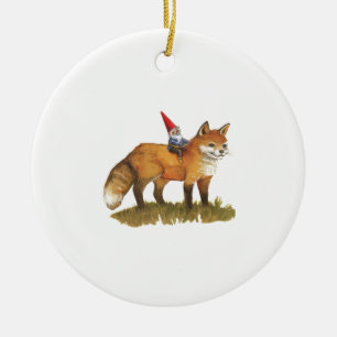 Schattige Fox en zijn vriend Gnome Keramisch Ornament