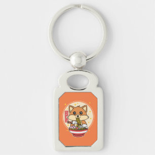 Schattige Fox Eten Ramen Kawaii Japans Eten Gift Sleutelhanger