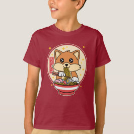 Schattige Fox Eten Ramen Kawaii Japans Eten Gift T-shirt