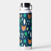 Schattige Fox Face Forest Leaf Pattern Monogram Waterfles (Achterkant)