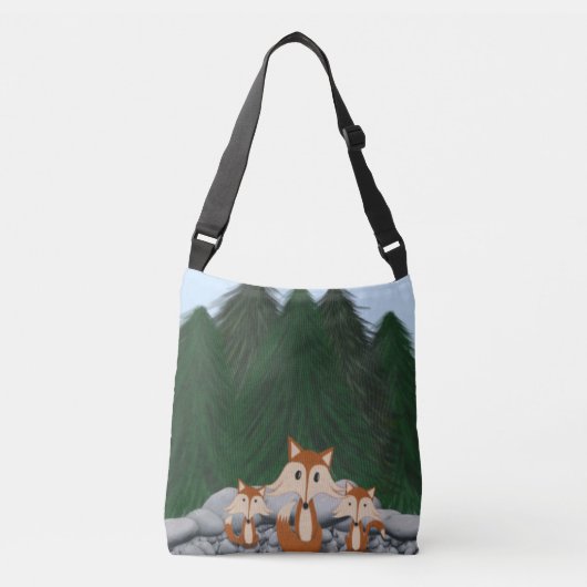 Schattige fox-familie crossbody tas (Voorkant)