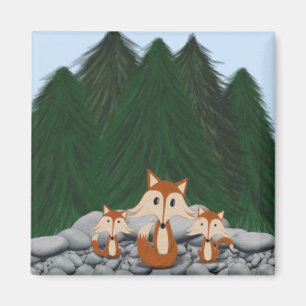Schattige fox-familie magneet