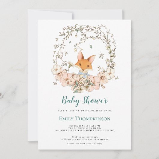  Schattige Fox Foliage Eiereend Blauw Baby shower Kaart (Voorkant)