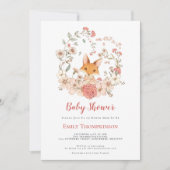  Schattige Fox Foliage Peach Baby shower Kaart (Voorkant)