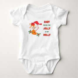 Schattige Fox Holly Jolly Christmas Baby Bodysuit