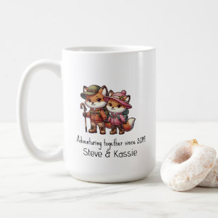 Schattige Fox Kawaii koppel samen op avontuur Koffiemok