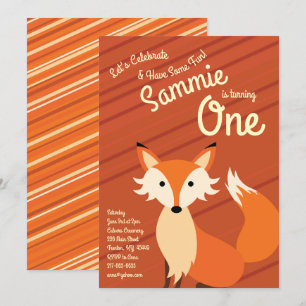 Schattige Fox Kleurrijke 1e Verjaardagsuitnodiging Kaart