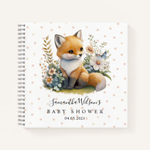 Schattige Fox met Vlinder Baby shower Gastenboek Notitieboek