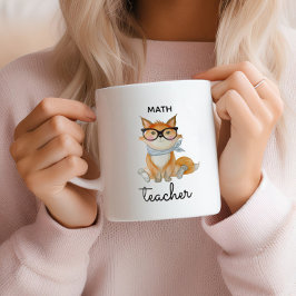 Schattige Fox met Wiskunde Bril Teacher Custom Tweekleurige Koffiemok