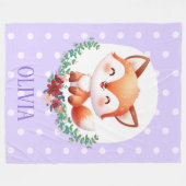 Schattige Fox Polka Dot Elegant Fleece Deken (Voorkant (Horizontaal))