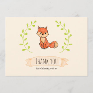 Schattige Fox Woodland Baby shower Dank u Bedankkaart