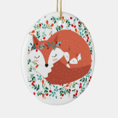  schattige foxwolf en haar baby keramisch ornament (Rechts)
